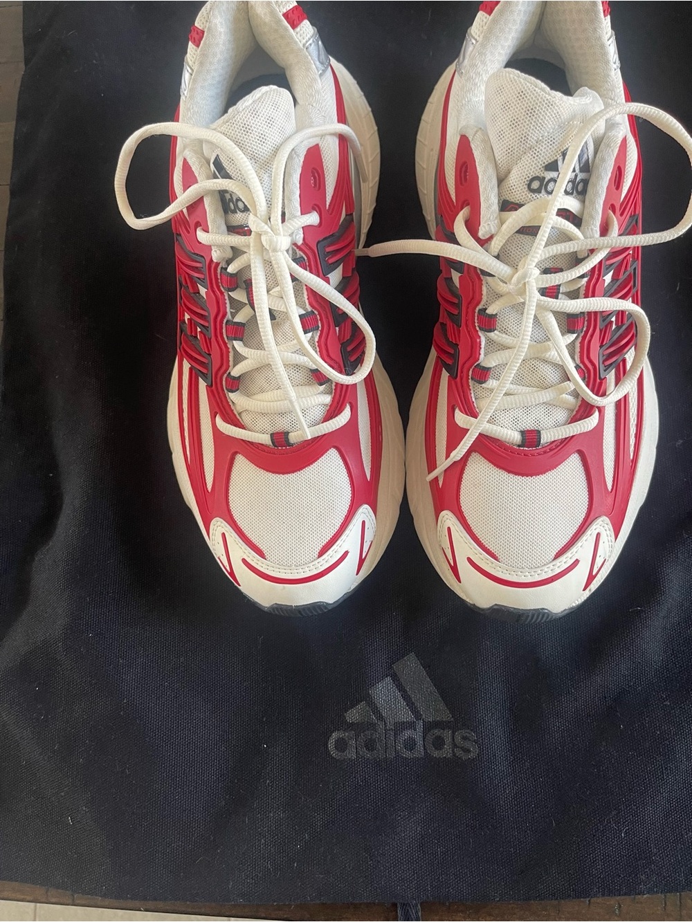 Adidas men Red and White Athletic Sneakers ok